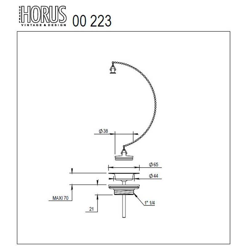 Bodenventil Waschbecken mit Kette Messing