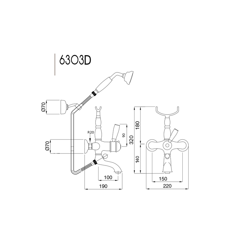 Denver Badewannenarmatur mit Thermostatfunktion Chrom