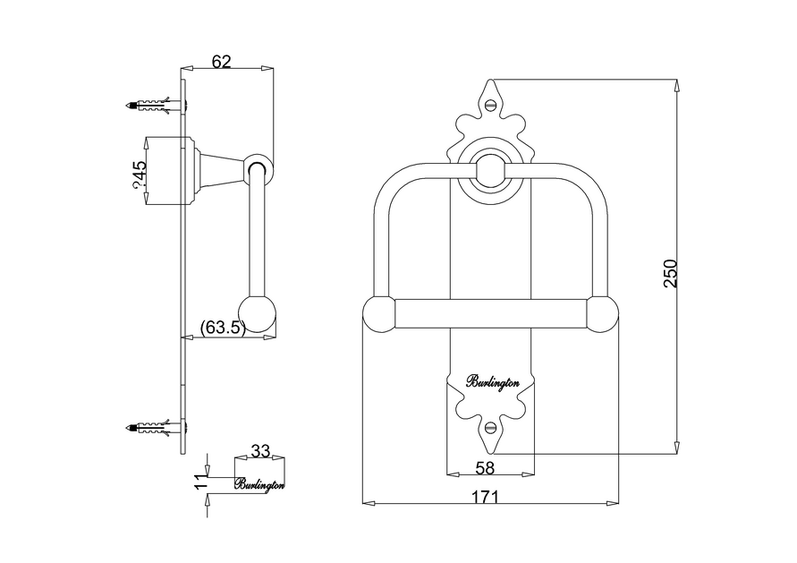 Burlington toalettrullehållare Spire krom