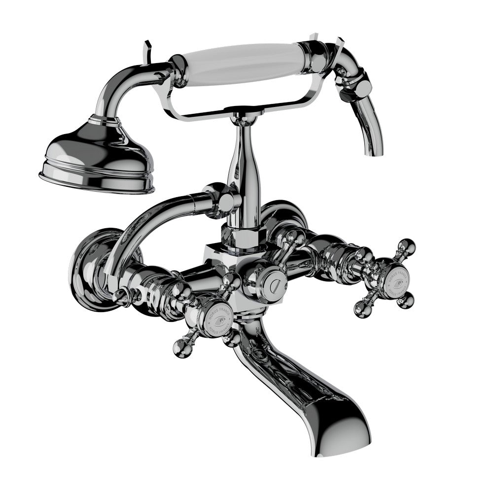 badkarsblandare i krom med handdusch och slang