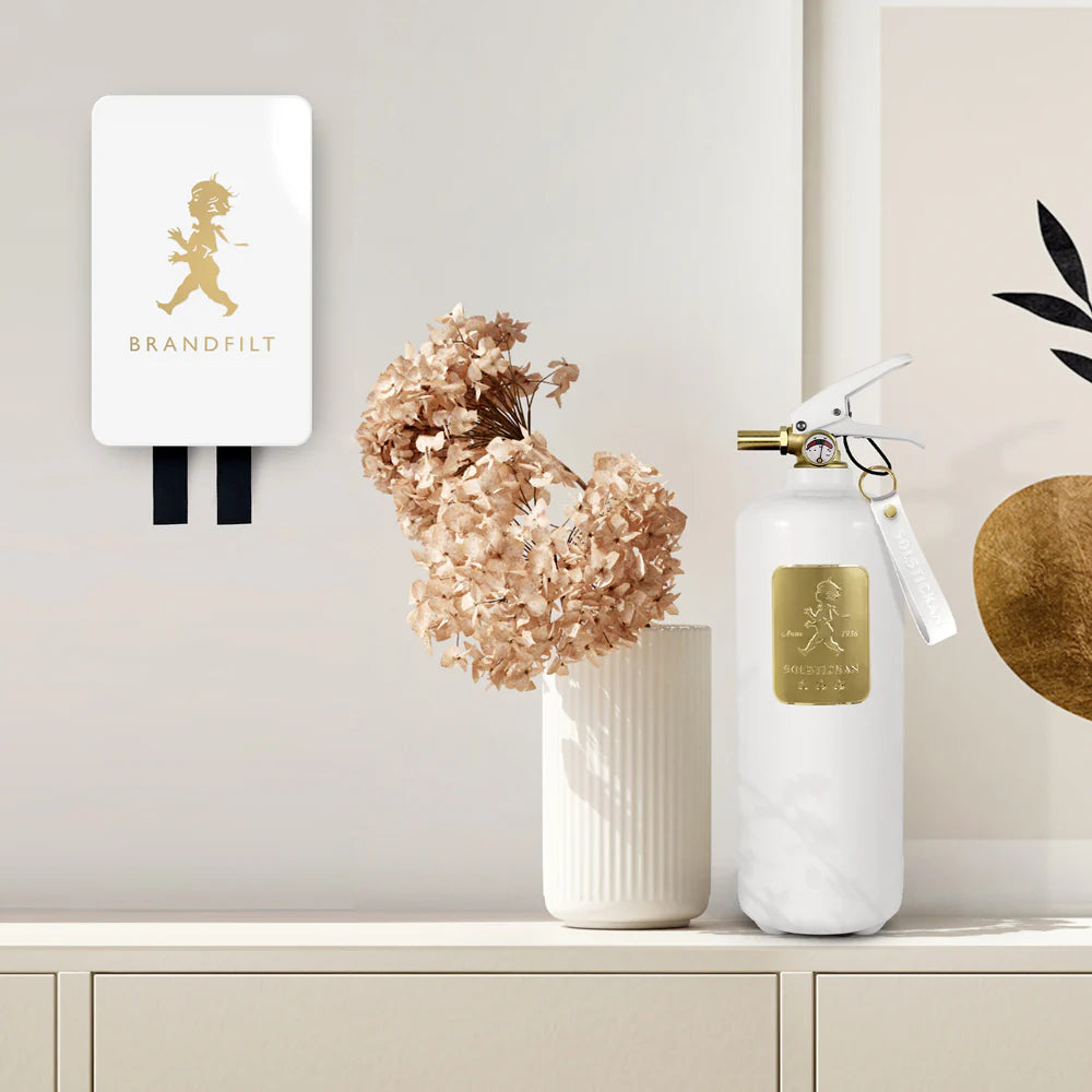 Paket Solstickan brandsläckare & brandfilt vit/guld