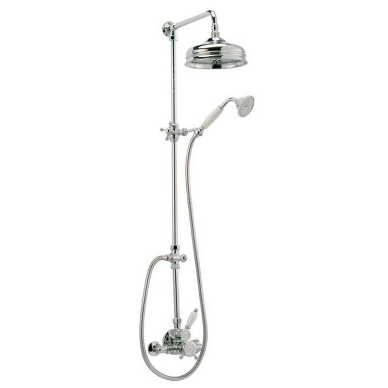 duschset i krom med termostat och 20cm taksil