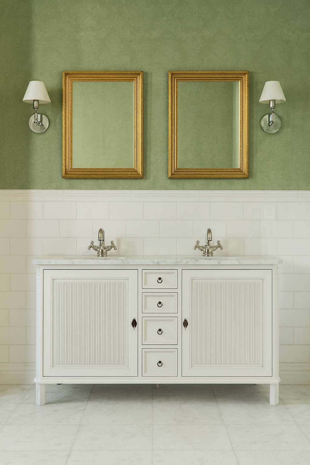 Kommode Fredman Doppel antik-weiß