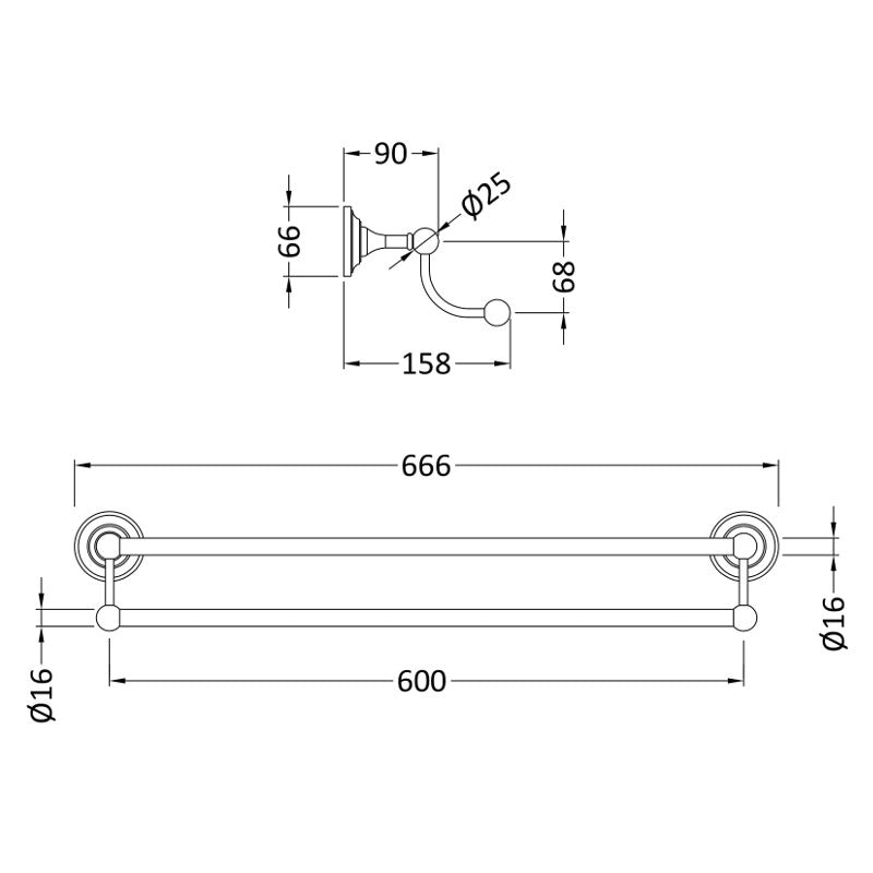 Handduksstång Bayswater Dubbel I Krom