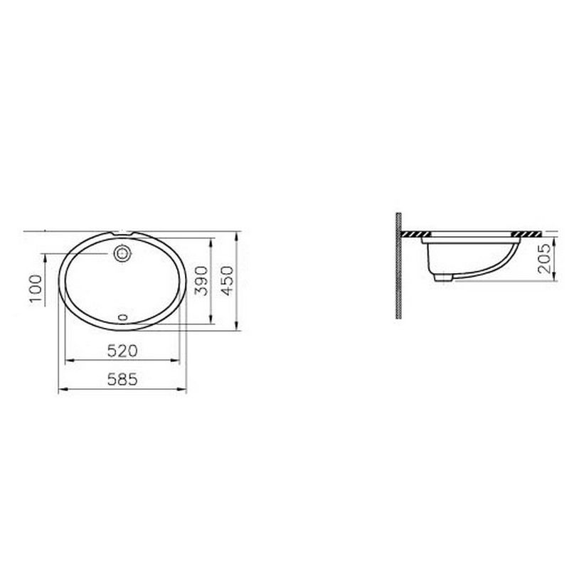 Einbauwaschbecken Vitra Oval 58 Cm