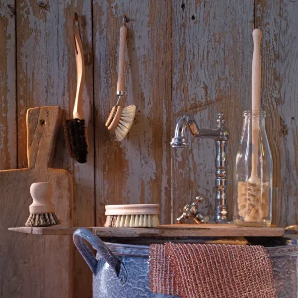 Spülbürste aus Rosshaar aus Holz