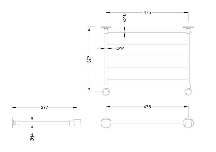 Handdukshylla till Burlington ställning i gold 56 och 61 cm