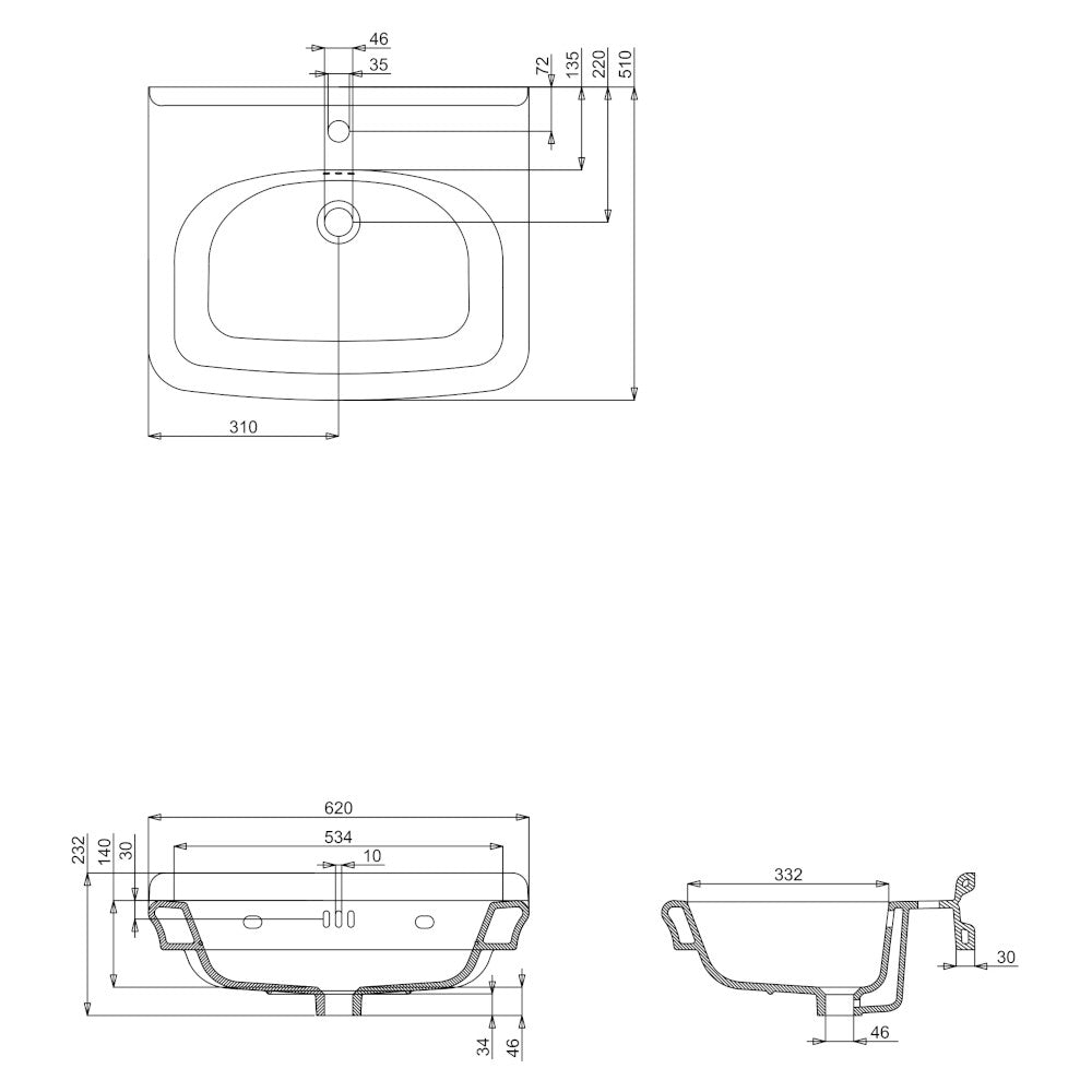 Handfat Burlington Guild 62 cm inkl. ställning