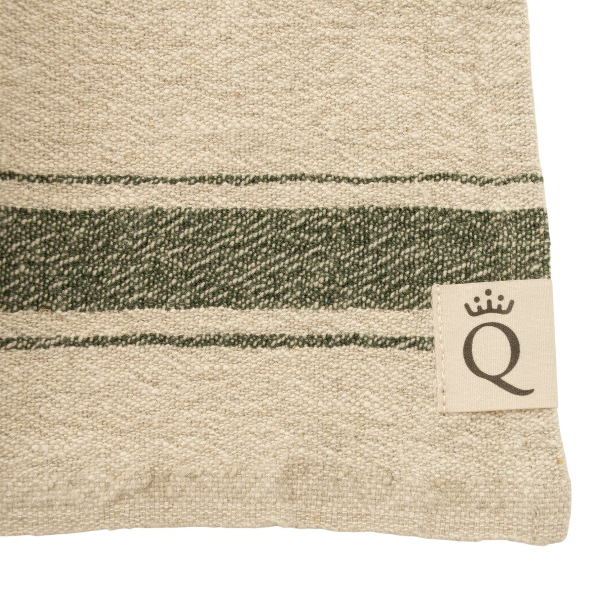 Kökshandduk Hörte natur/grön 40x65 cm