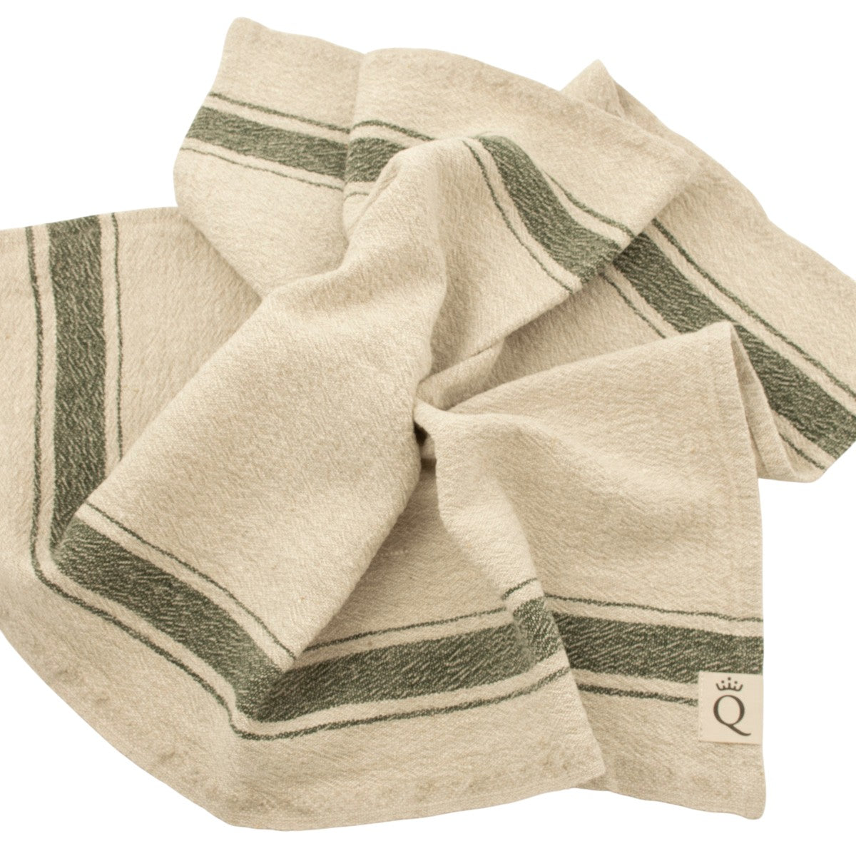 Kökshandduk Hörte natur/grön 40x65 cm