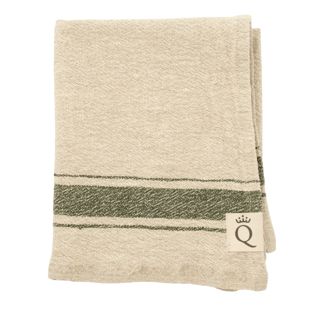 Kökshandduk Hörte natur/grön 40x65 cm