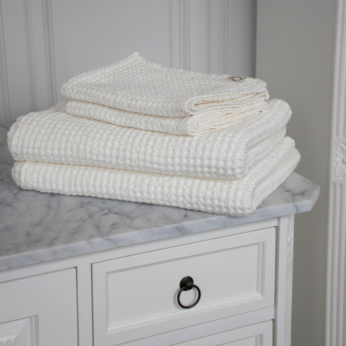 Set mit Badetuch und Handtuch Sandhammaren naturweiß