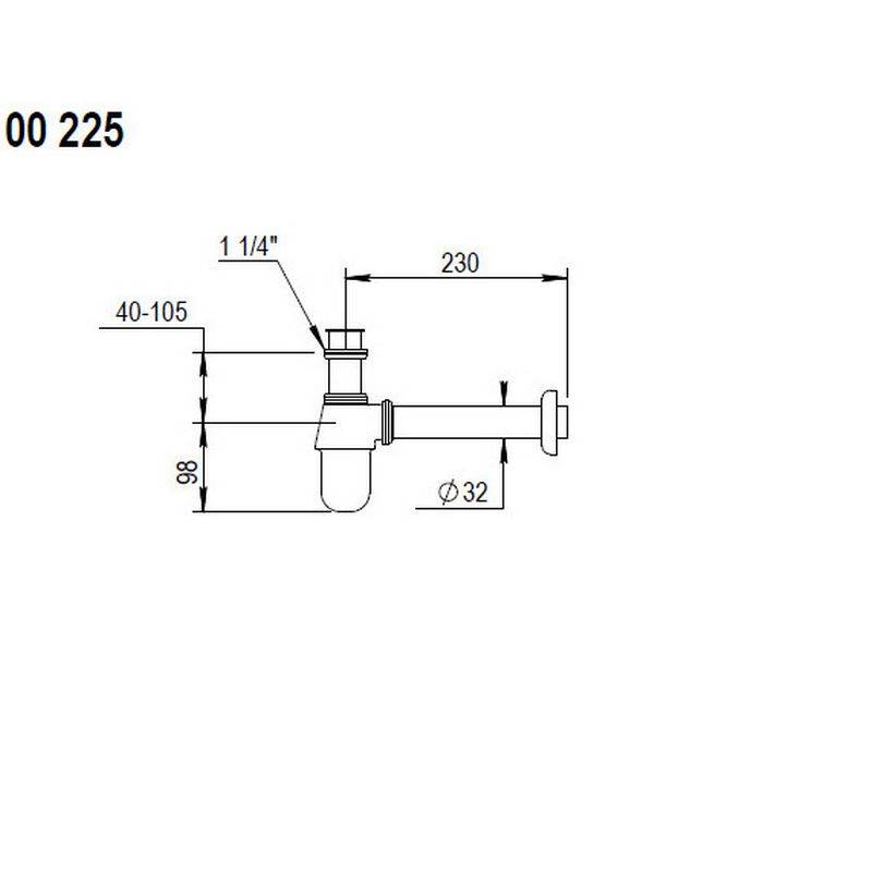 Siphon mit Wandrohren Messing