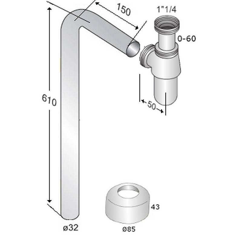 Siphon-Paket Tradition, Bodenrohr