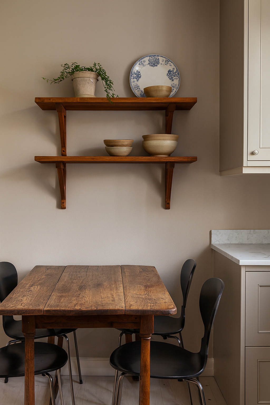 Hylla i teak 2 konsoler + hyllplan 90 x 23 cm