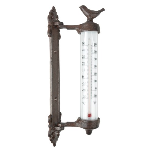 Wandthermometer aus Gusseisen 30 cm mit schwenkbar Halterung
