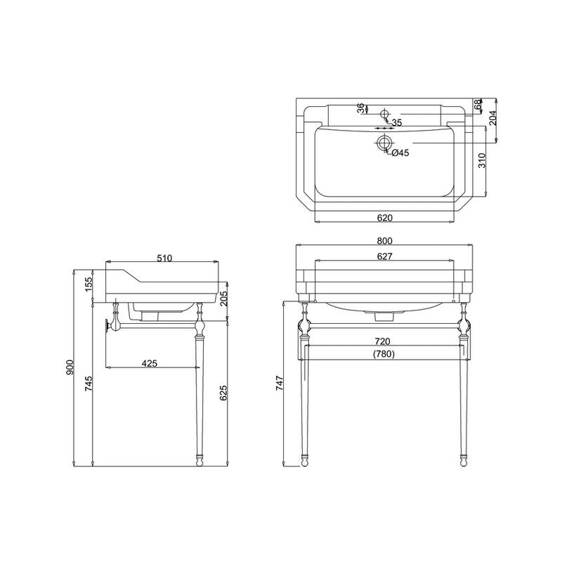 Burlington Edwardian Waschbecken 80 cm
