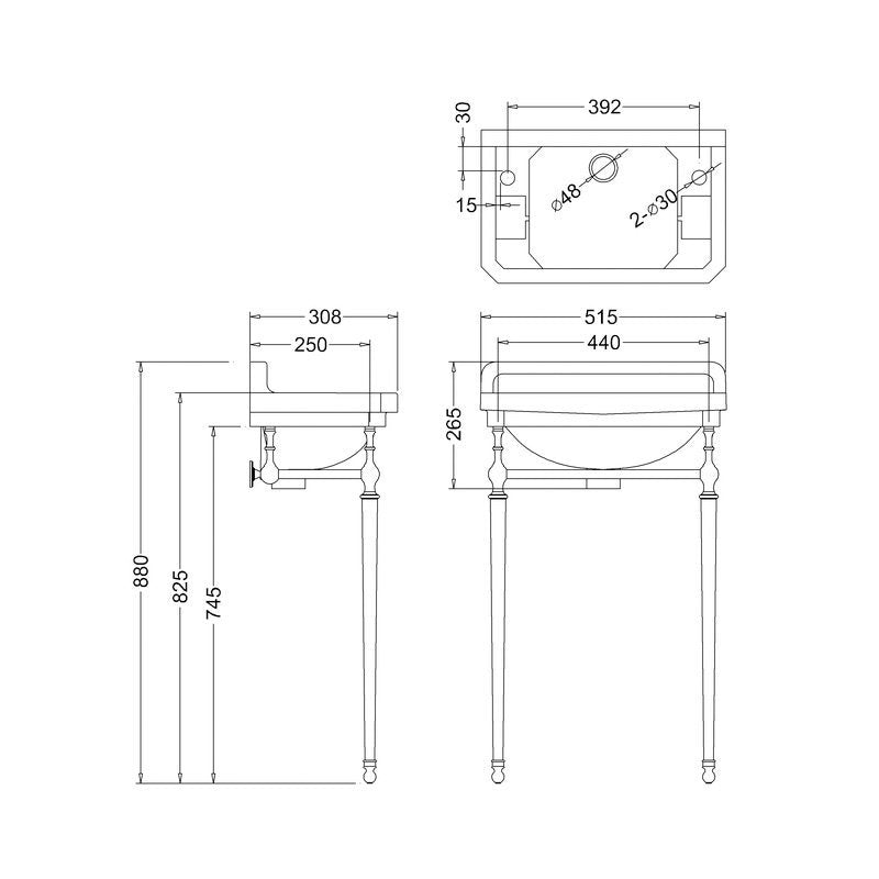 Burlington Edwardian Waschbecken JR Chromständer