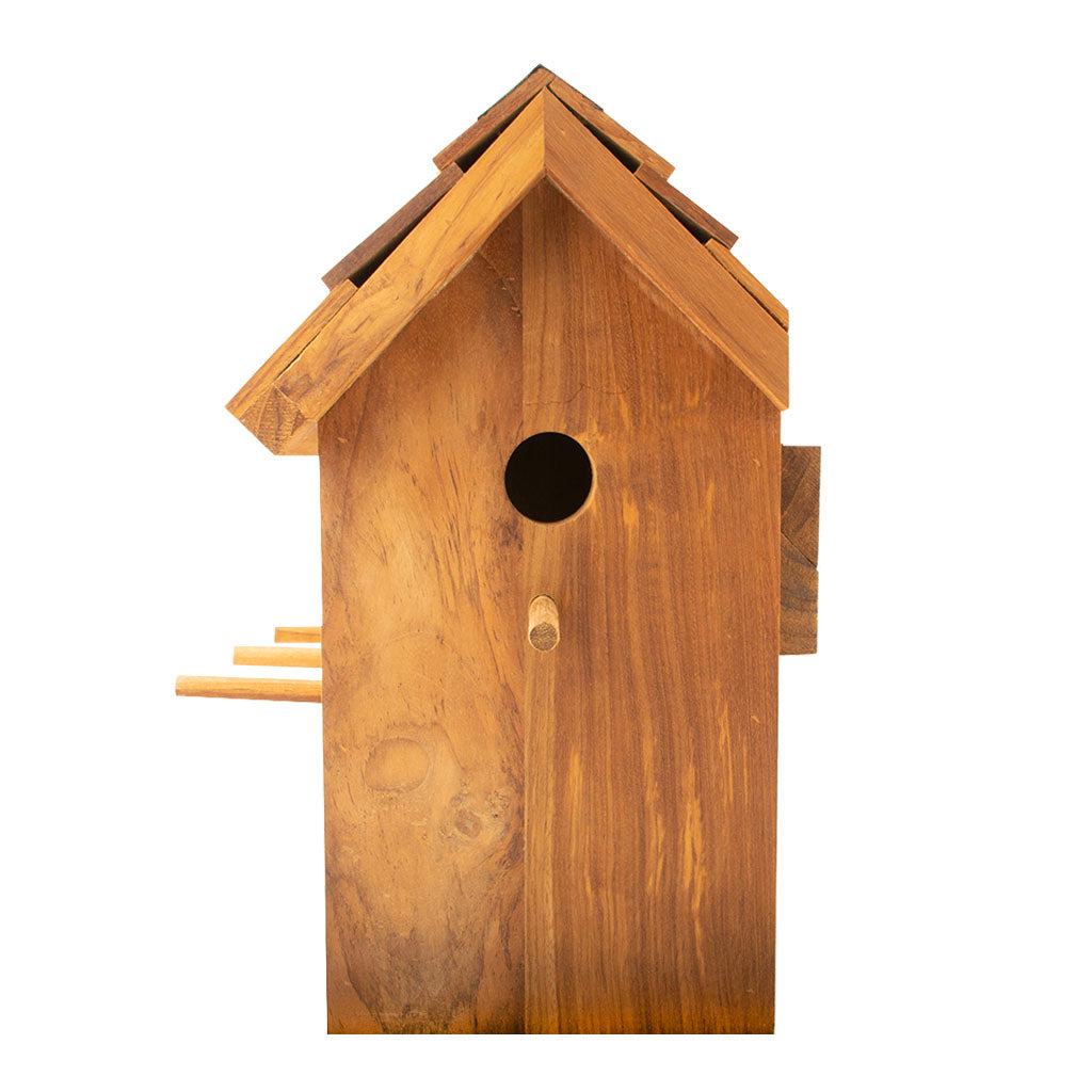 Vogelhaus aus Teakholz drei Löcher