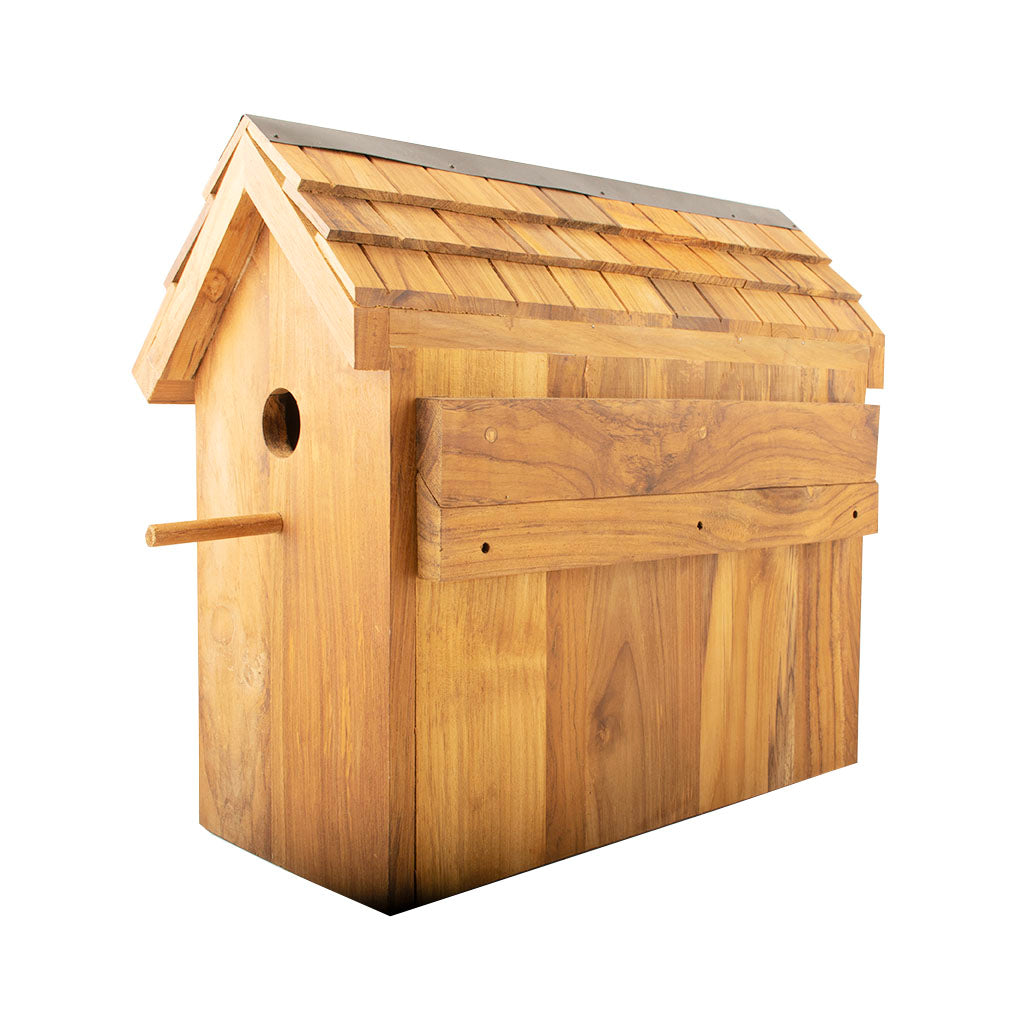 Vogelhaus aus Teakholz drei Löcher