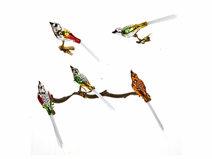 Glasvögel für den Weihnachtsbaum 5er-Pack