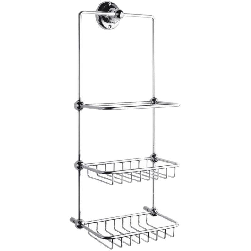 Bayswater duschkorg i krom är en praktisk förvaringslösning med tre plan