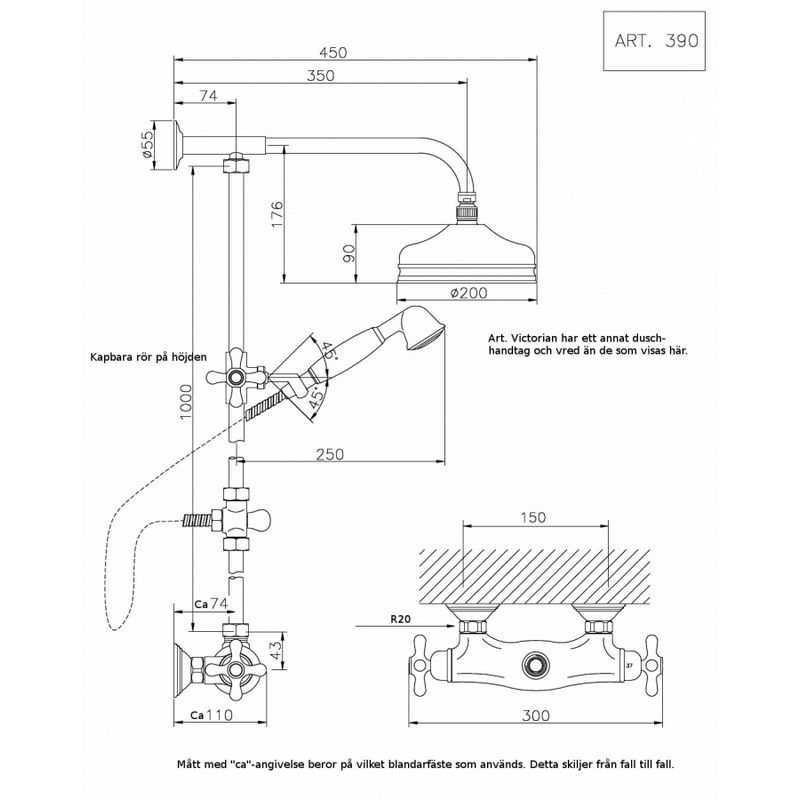 duschset i krom med termostat