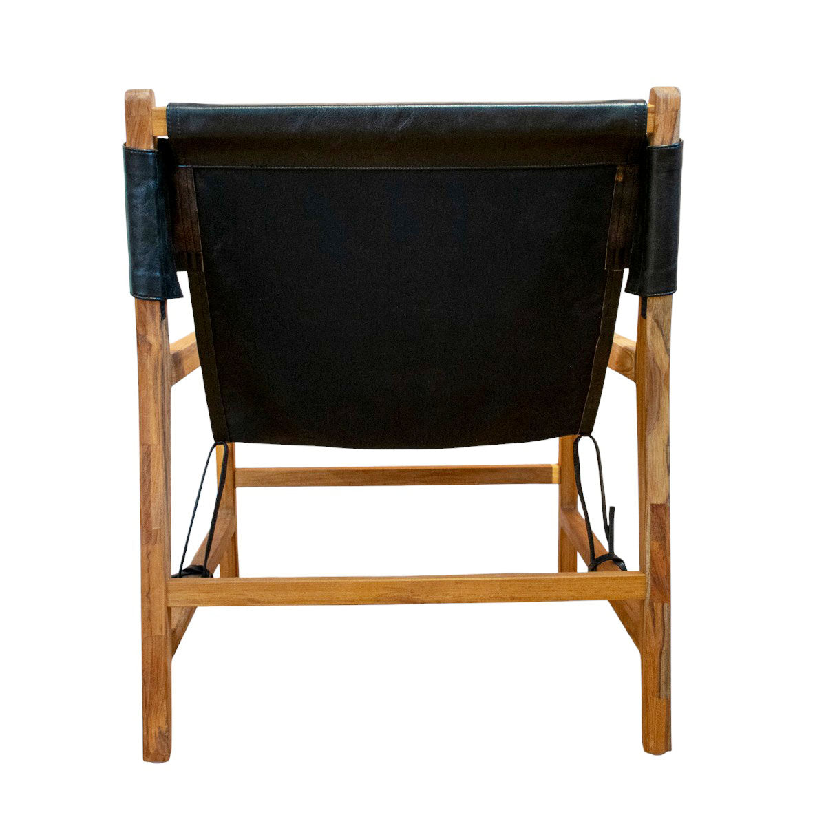 Sessel Jessie aus Teakholz und schwarzem Leder