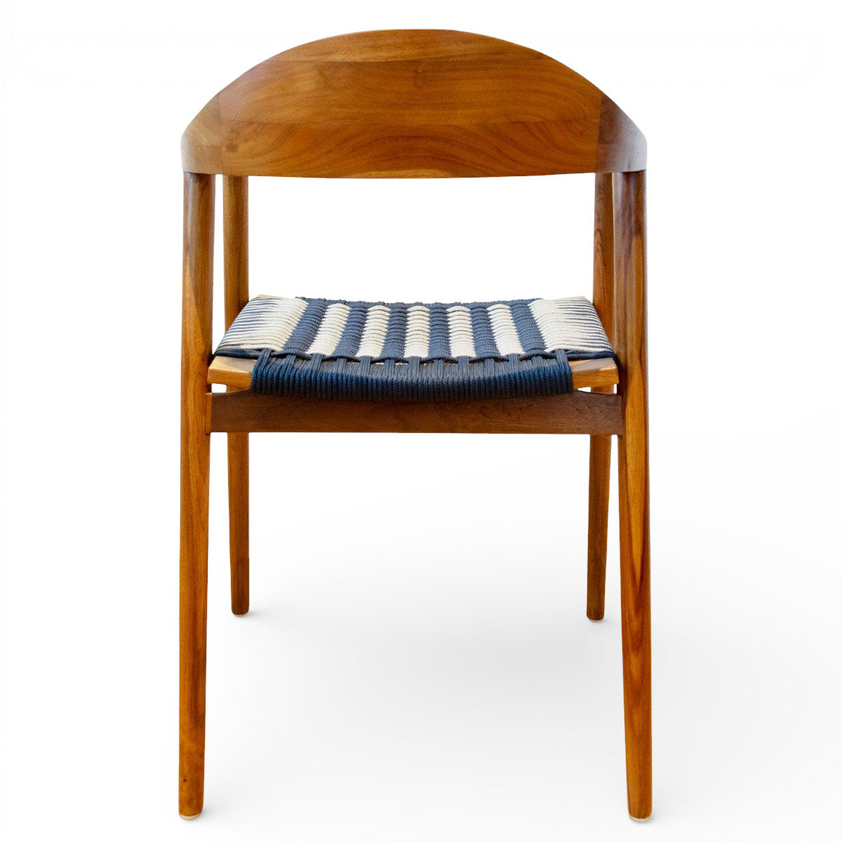 Karmstol Jessie i teak flätad sits blå/grå