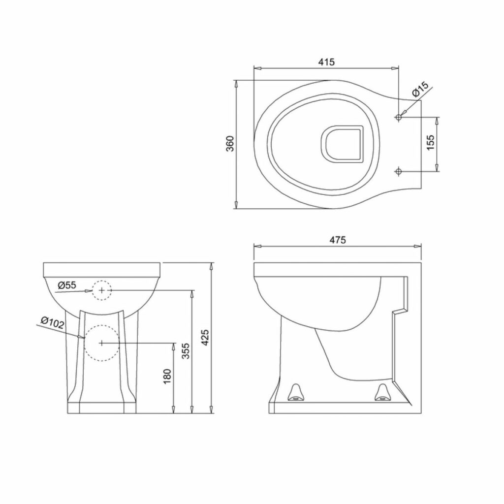 WC Burlington Einbau-WC für die Rückwand