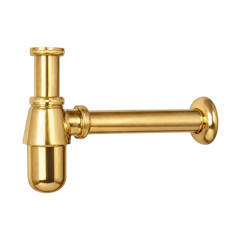 vattenlås med väggrör i mässing