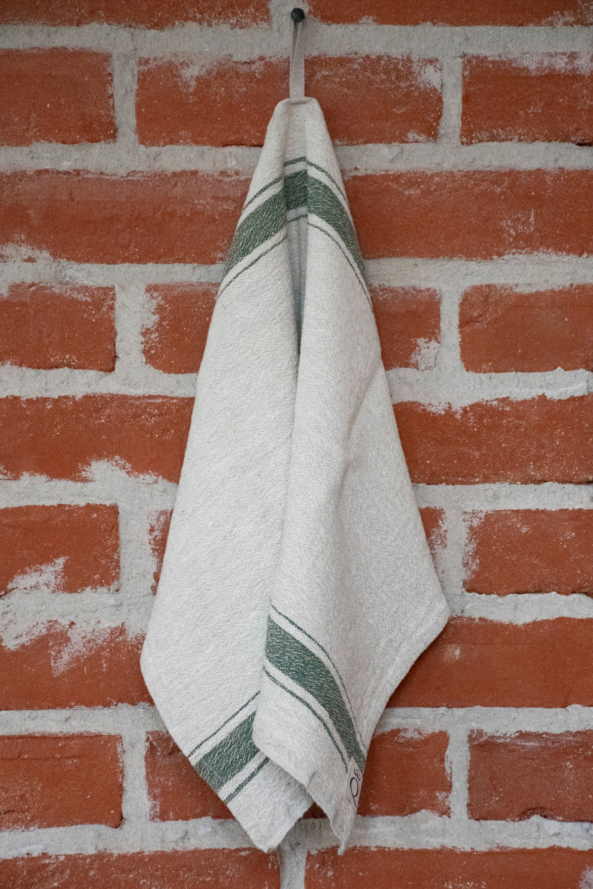 Kökshandduk Hörte natur/grön 40x65 cm