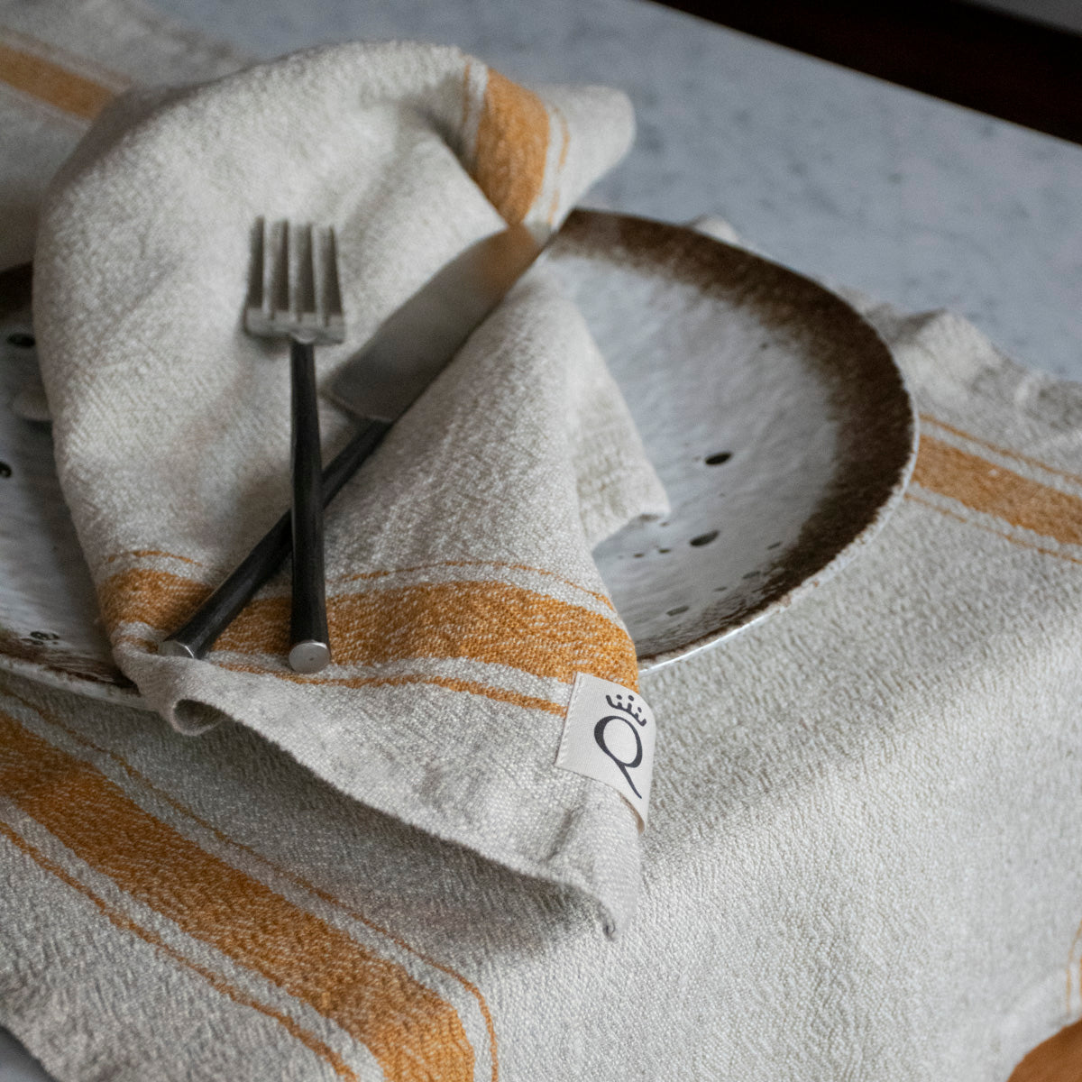 Kökshandduk Hörte natur/ockra 40x65 cm