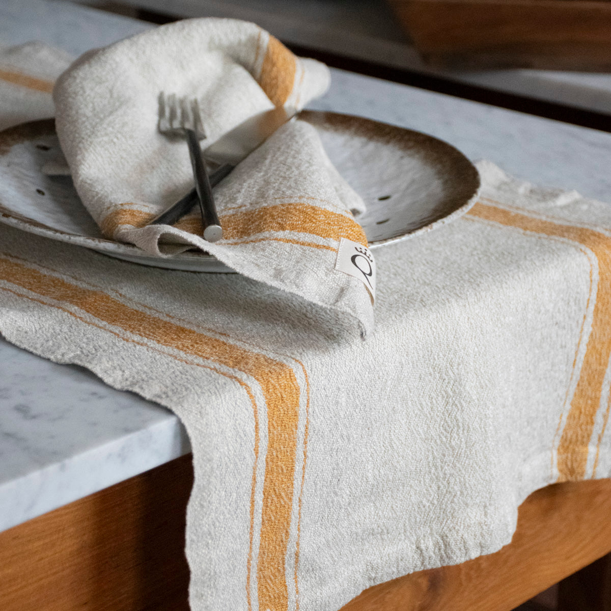 Kökshandduk Hörte natur/ockra 40x65 cm