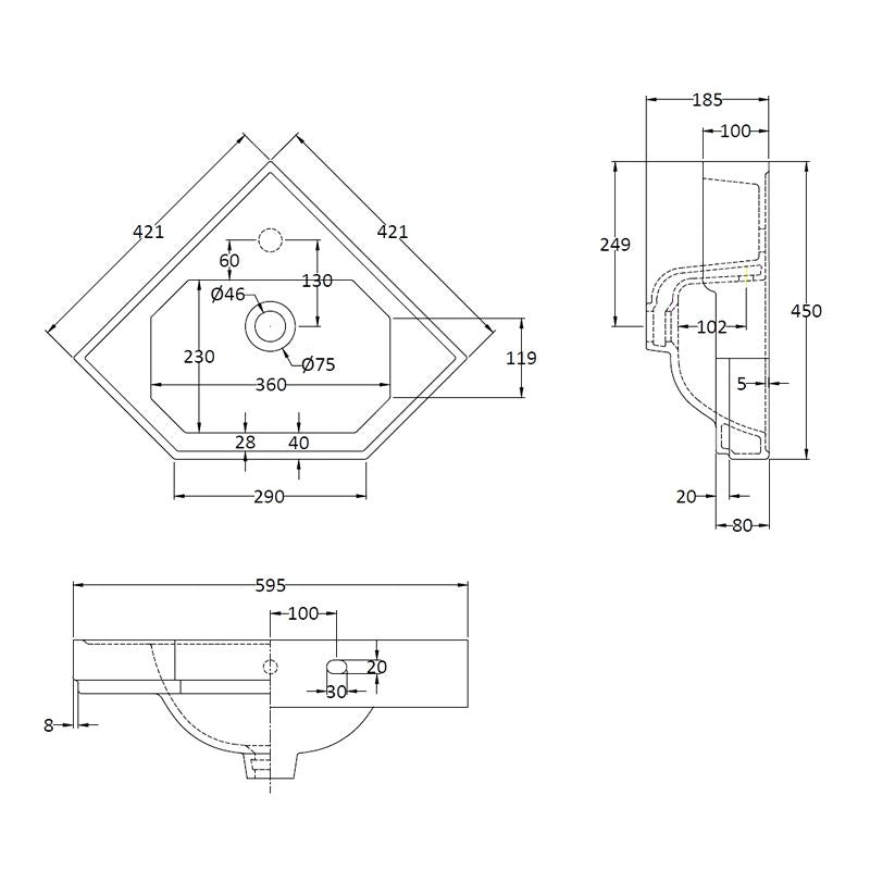 Eckwaschbecken Bayswater Fitzroy