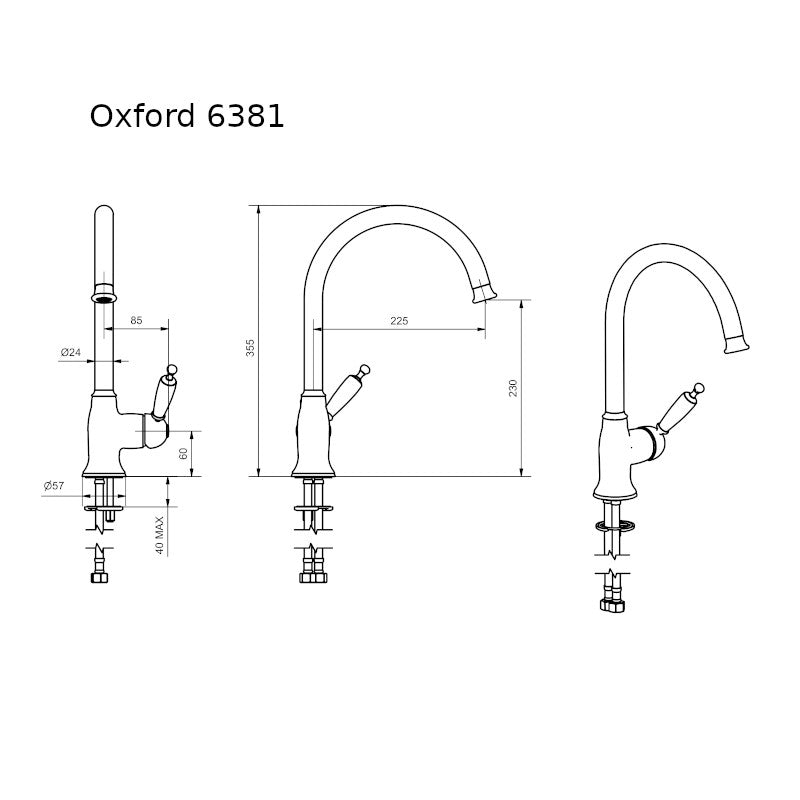 Küchenarmatur in Chrom Oxford mit Schwanenhals