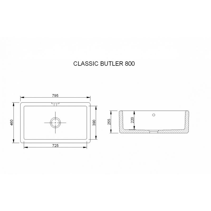 Porcelænsvask Shaws Classic Butler 800