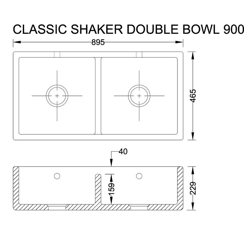 Shaws Classic Shaker Doppelbecken 900