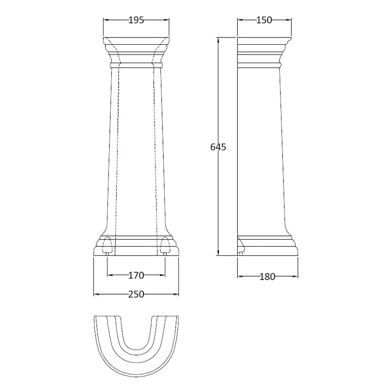 Porchester tvättställ med piedestal 60 cm